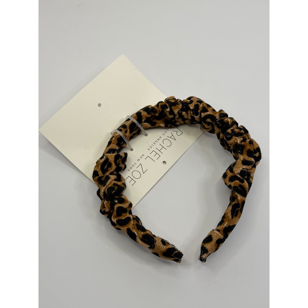 Rachel Zoe Leopard Print Ruched Headband Tan Black Animal Print Hair Accessory